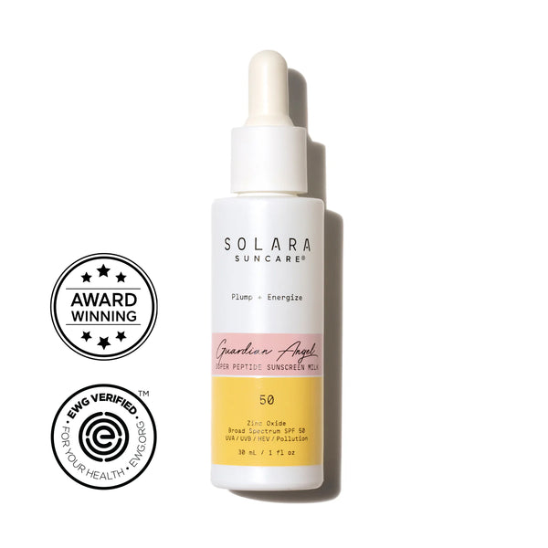 Guardian Angel Oil-Free Mineral SPF 50 Milk with Zinc Oxide and Peptides for plumping defense against prematurely aging free radicals
